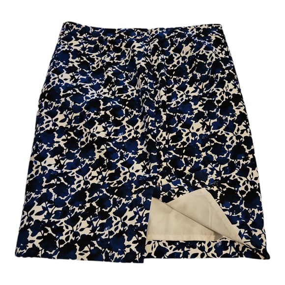 J By J Crew Pencil Skirt Women's 4 White/Blue Floral Knee Length Casual Workwear - Picture 4 of 6